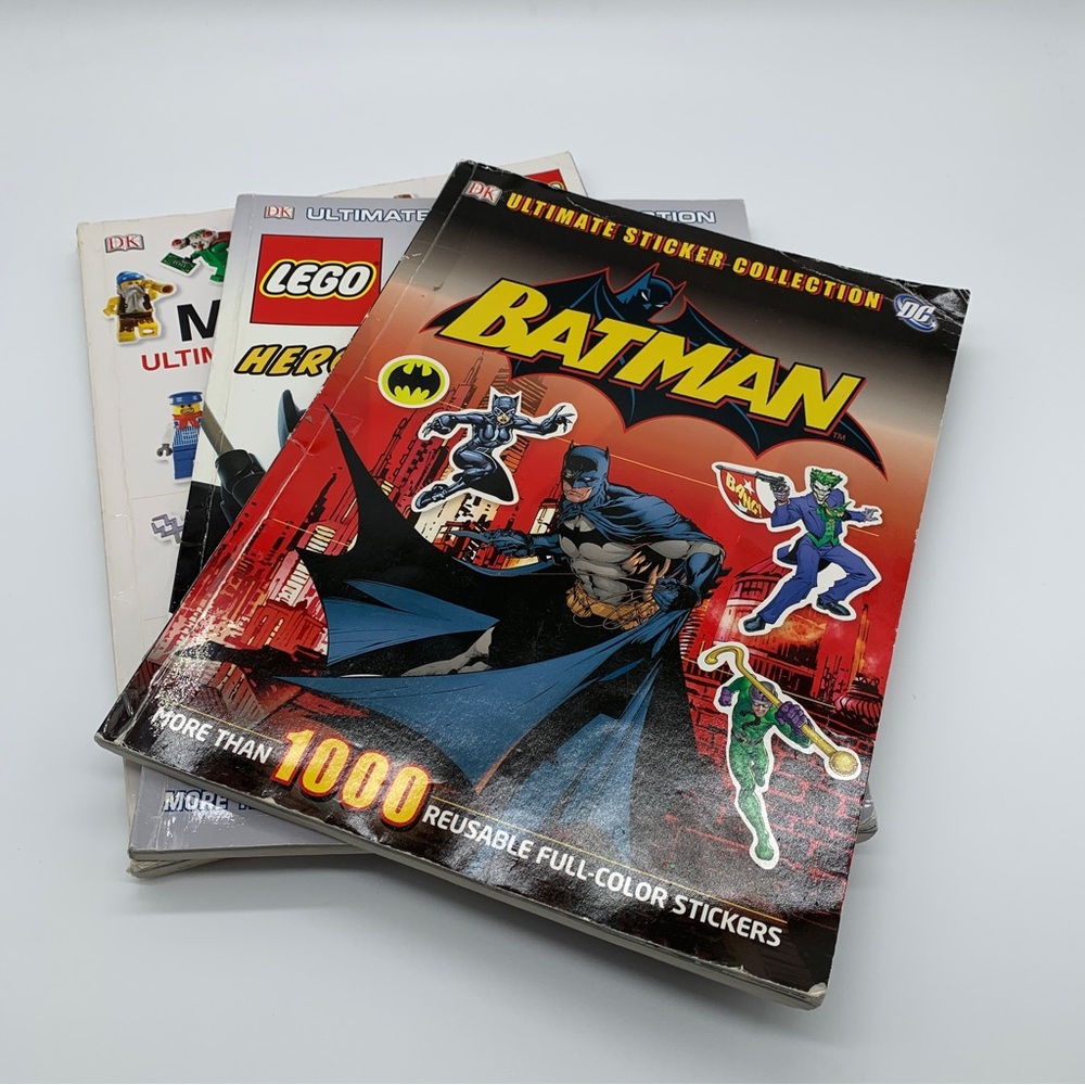DK ultimate sticker collection Batman, DC Comics Superhero Lego, Miniature Lego